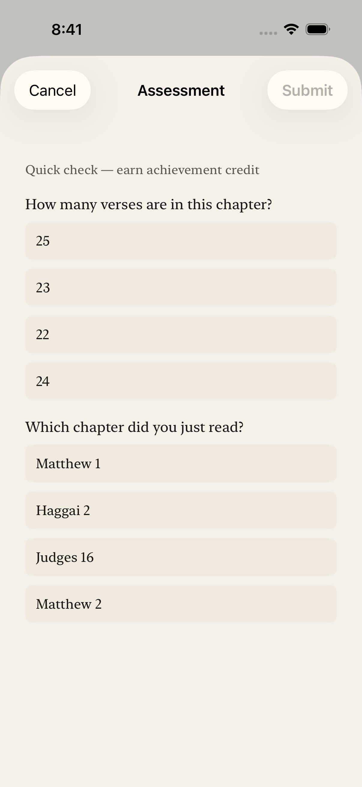 Short chapter assessment