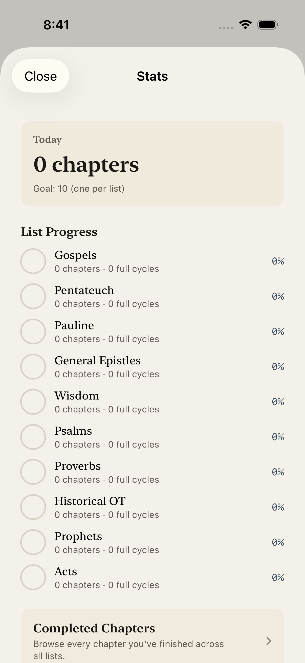 Stats with list progress and reading heatmap